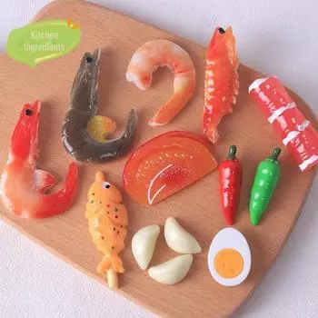 Творческий набор для игры в резиновую еду своими руками: Заколка для волос, магнит и чехол для телефона с креветками, чесноком и перцем