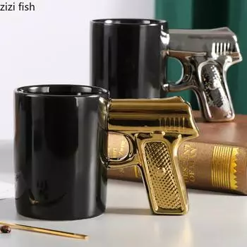 Творческий пистолет керамическая кружка индивидуальная ручка кофейная кружка бытовая чашка для завтрака молочная кружка соковые чашки парные чашки чайные чашки 350ML