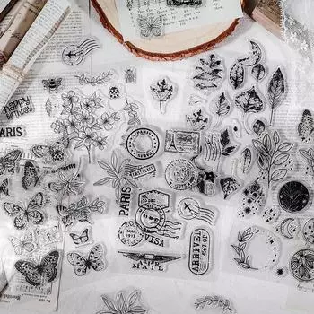 Творческий планировщик своими руками Lucency Силиконовые штампы Ретро-стиль Растения Украшения для альбома Резиновый штамп Посадка Цветы Коллажные штампы