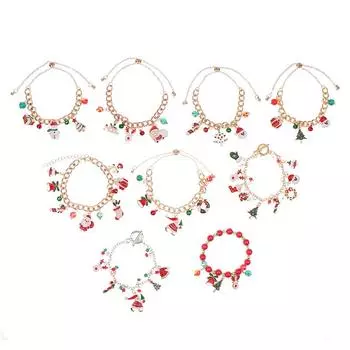 Творческий рождественский металлический браслет-цепочка Рождественская елка Снежинка Снеговик Жемчужные подарки