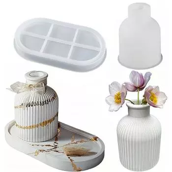 Творческий силиконовый поднос Форма для самостоятельной изготовления бетонной вазы Многоцелевые литейные формы Цветочный горшок Style 4