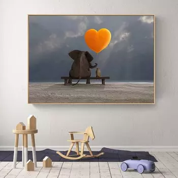 Творческий Слон Морской Закат Современное Искусство Украшения Дома Холст Картина Настенная Картина Фон Украшение Стены 20x30cm