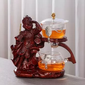 Творческий стеклянный чайный сервиз Monkey King, автоматический чайник, термостойкий чай Kungfu, питье чая, приготовление чая