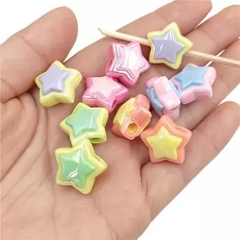 Творческое изготовление ручная работа стерео 18 мм ожерелье DIY ювелирные изделия аксессуары свободные бусины браслеты акриловые материалы 10 шт звезда УФ двухцветные аксессуары разноцветный