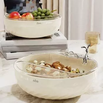Творчество Ленивая сливная чаша для фруктов Двухслойная корзина для мытья овощей Дренажная корзина Кухня Cream