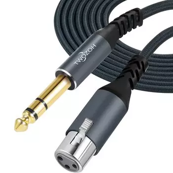 Twozoh XLR Female to TRS Cable сбалансированный плетеный стерео Jack 3 Pin XLR микрофонный кабель 1/4 10M, 6.35mm (Профессионал/Hi-Fi)