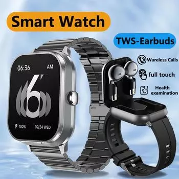 TWS 2 в 1 умные часы наушники Bluetooth гарнитура звонки часы для мужчин мониторинг здоровья NFC женские спортивные наручные часы с наушниками