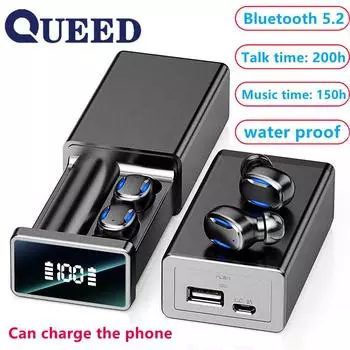 TWS Беспроводная Bluetooth-гарнитура Двойное ухо Отпечаток пальца Сенсорная большая мощность Негабаритный срок службы батареи в режиме ожидания