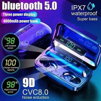 TWS Беспроводная гарнитура с сенсорным управлением Спортивные Bluetooth-наушники CVC8.0 Наушники с шумоподавлением и зарядным чехлом 200 мАч чёрный