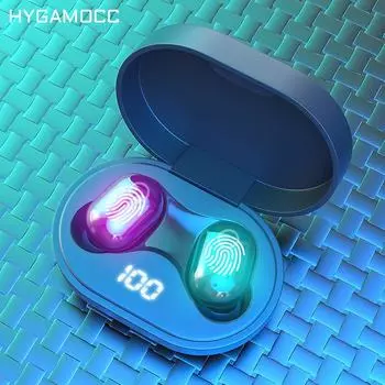 TWS Беспроводные наушники Bluetooth 5.0 Hi-Fi Стерео Спортивные водонепроницаемые наушники с шумоподавлением и зарядным устройством чёрный