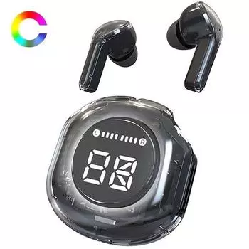 TWS Bluetooth 5.3 Наушники со светодиодной подсветкой и цифровым дисплеем Hi-Fi Качество звука Водонепроницаемые наушники-вкладыши с сенсорным управлением и прозрачным чехлом для зарядки