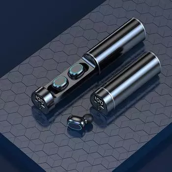 TWS Bluetooth наушники Беспроводные наушники Handsfree вкладыши мини-наушники игровая гарнитура со светодиодным фонариком и микрофоном чёрный