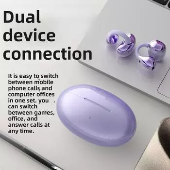 TWS Ear Clip Беспроводная спортивная Bluetooth-гарнитура с интеллектуальным шумоподавлением Открытая ультрадлинная чёрный