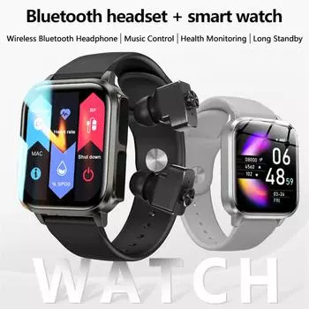 TWS наушники 2 в 1 умные часы мужские спортивные трековые Hifi стерео беспроводная гарнитура музыка воспроизведение комбинированные часы Bluetooth звонки умные часы