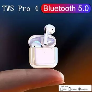 TWS Pro4 True Беспроводная стереогарнитура Bluetooth Стерео наушники с шумоподавлением и блоком питания для iPhone Pro4 Гарнитура