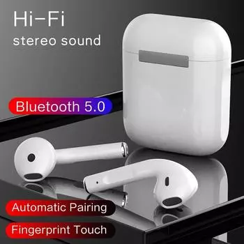 TWS стерео беспроводные 5.0 Bluetooth наушники-вкладыши мини-наушники игровая спортивная гарнитура с зарядным устройством микрофон для смартфонов Android IOS чёрный