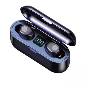 TWS Высококачественные беспроводные наушники-вкладыши F9 с цифровым дисплеем Bluetooth для спортивных игр с высоким качеством звука чёрный