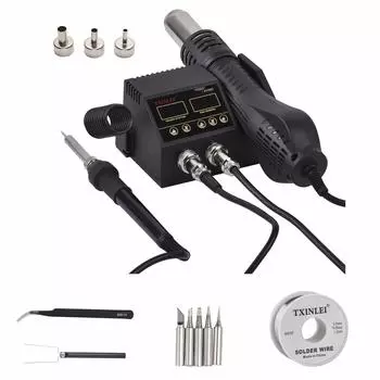 TXINLEI 8586D 110 В паяльная станция с термофеном 2 в 1 цифровая паяльная станция SMD машина для сварки горячим воздухом