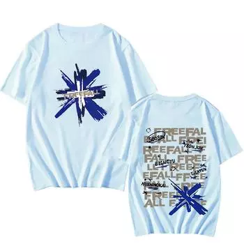 TXT FREEFALL Новый альбом Футболка с короткими рукавами для мужчин и женщин Одежда Тяжелая ментальная корейская версия свободной футболки Топы унисекс XS синий
