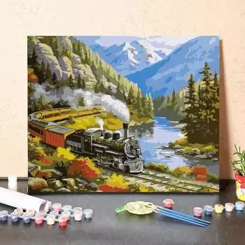 TY-53 Цифровая картина маслом, акварель, ручная роспись, комплект для рисования горного поезда, украшение для гостиной, Рождественский подарок разноцветный