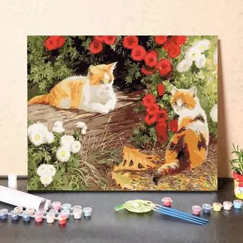 TY-71 Цифровая картина маслом, акварель, ручная роспись, цветы, набор для рисования кошек, украшение для гостиной, картина, рождественский подарок разноцветный