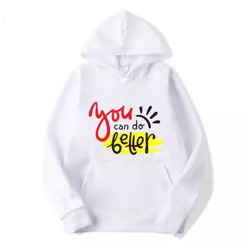 Ты можешь лучше Принт Веселая Мужская Ретро Толстовка Свободного Кроя Повседневная Мода Индивидуальность Мужская Толстовка с Капюшоном S