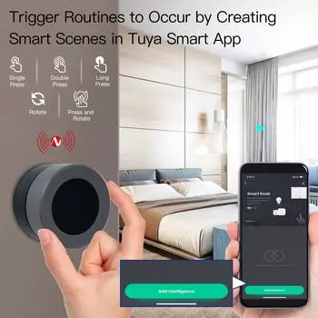 TY Zigbee Mini Smart Knob Switch Automation Беспроводной переключатель сцен Кнопка затемнения Батарея для бытовой техники Поворотный чёрный