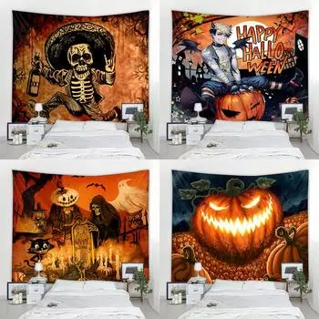 Тыква Хэллоуин вечерние украшения гобелен Мандала Бохо гобелен арт-деко одеяло занавеска висит дома спальня 100x75cm