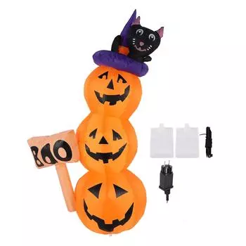 Тыквенная стека украшения 1.6m светодиодные черные коты тыквы надувной двор газон декор для улицы EU Plug