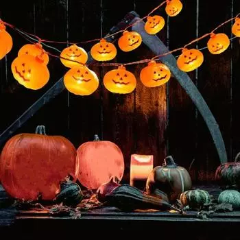 Тыквенные гирлянды Хэллоуин Декоративные фонари Водонепроницаемые Легко повесить на батарейках Хэллоуин Декор Тыква Светодиодные фонари 3m