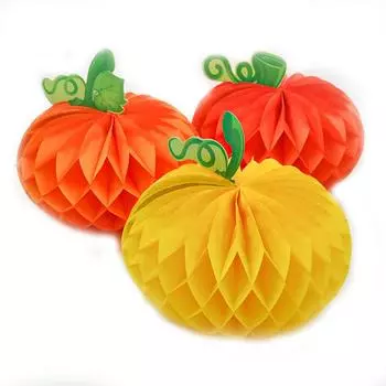 Тыквенные соты с веерами, бумажные растения для вечеринки в честь Дня благодарения, фон, подвесные украшения, принадлежности для декора оранжевый