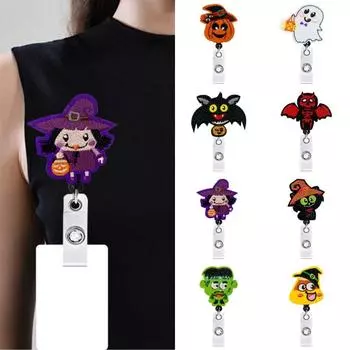 Тыквенный держатель для значка медсестры, держатель для именных карточек на Хэллоуин, милая карточка на грудь, школьные принадлежности Bat