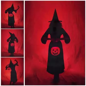 Тыквенный Фонарь Черная Ведьма Ретро Настенная Картина Маслом Хэллоуин Поклонение Ведьме Художественный Плакат 21cm30cm NoFrame