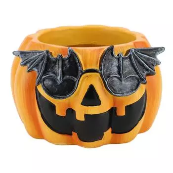 Тыквенный горшок для растений Декоративный орнамент из смолы Милая ваза в виде тыквенного лица для внутреннего и наружного садового растения