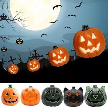 Тыквенный светильник на Хэллоуин, работающий от батареек, тыквенный фонарь, домашний настольный центральный элемент для вечеринки на Хэллоуин A