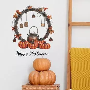 Тыквенный венок, гостиная, крыльцо, украшение дома, декоративные настенные наклейки 39*39CM/fun-f187