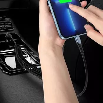 Кабель Type-C, быстрая, компактная, безопасная, телескопическая конструкция, пружинный кабель для передачи данных TPU для Tesla 27W