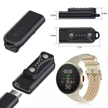 Type C Magnetic Charging Cable Power Converter 90 Degree for Polar Pacer /Pacer Pro for Ignite 3/Vantage V3 чёрный