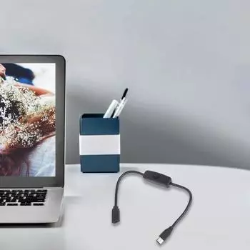 Удлинительный кабель Type C (папа-мама) с кнопкой ВКЛ/ВЫКЛ. Удобное управление питанием для телефонов, планшетов и многого другого. белый