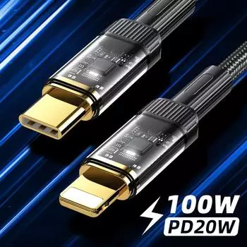 Type C To Type C 100w Pd Transparent Fast Charging Cable Data Cable For iPhone Samsung Xiaomi Huawei Macbook Cables 1m
