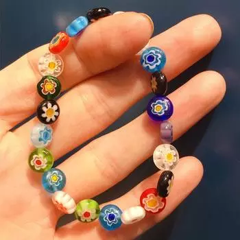 Тысяча цветов стеклянные бусины цветные круглые стеклянные бусины Очаровательные браслеты ручной работы DIY аксессуары для изготовления сережек