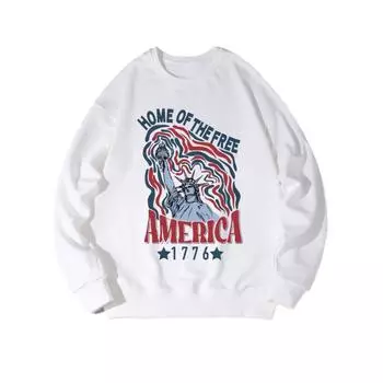 Тысяча семьсот семьдесят шесть Модный принтованный топ, повседневная спортивная одежда на осень и зиму, хлопковая толстовка M белый