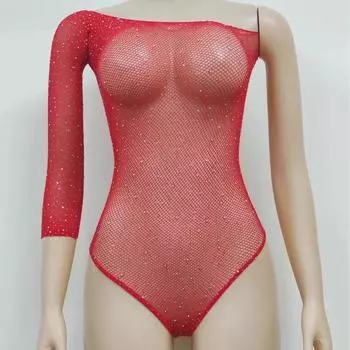 TZ215 Европейское и американское сексуальное нижнее белье с одним рукавом, блестящее сетчатое пальто большого размера с бриллиантами OPP + paper card packaging