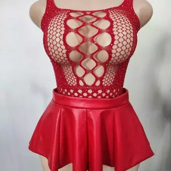 TZ229 женское горячее блестящее нижнее белье из кожи, юбка, сетчатая одежда, боди-чулки, нижнее белье Simple packaging