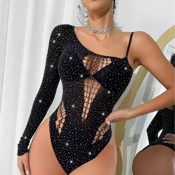 TZ243 Европейское и американское эротическое белье с одним рукавом, горячее, блестящая сетка с бриллиантами OPP + paper card packaging