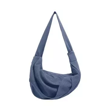 TZ Killer Stripemisplacement Stripes Dislocation Ruched Diagonal Crescent One Shoulder Crossbody Bag Light Blue