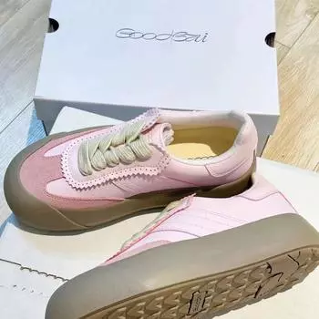 У Bai Jingting есть такие же розовые, пушистые туфли GOODBAI цвета розовой соли для женщин, красные немецкие тренировочные кроссовки на толстой подошве в академическом стиле. 35 розовый