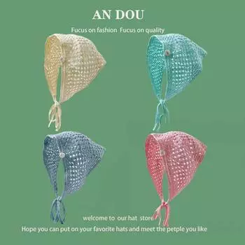 У Чжао Чжаои есть такое же милое и симпатичное треугольное полотенце, вязаная повязка для волос, французский пасторальный стиль, цветочный платок-сумка, женский. Adjustable