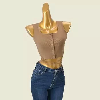 U-Collar Thread Fitted Fall and Winter Inner Wear Soft Top Brown All yards