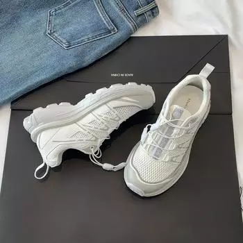 У Grape mother есть такие же модные туфли для папы в тон, как и у женщин, 2024 года, новые спортивные туфли на платформе с завязками, легкие повседневные туфли 35 белый